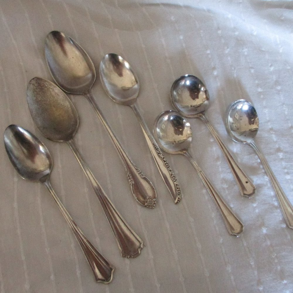 Vtg silver/silver plate spoon assortment
